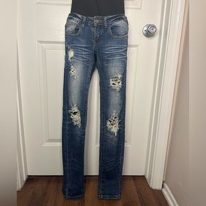 Machine distressed jeans stretchy size 1